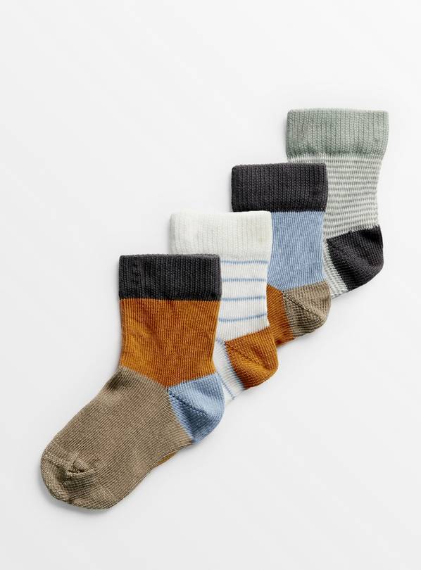 Block Colour Ankle Socks 4 Pack 6-12 months